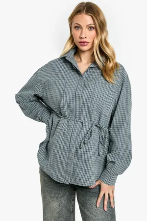 Boohoo Camisa Premamá Oversize De Cuadros Finos