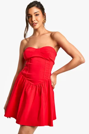 Boohoo Vestido Skater Estilo Corsé De Bengalina
