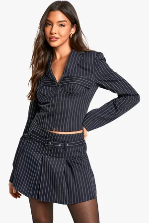 Boohoo Americana Crop Estilo Corsé Con Raya Diplomática