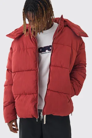 Boohoo Chaqueta Tall Acolchada Recta Con Cuello Extendido Y Capucha En Color Teja