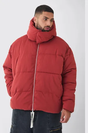 Boohoo Chaqueta Plus Recta Acolchada Con Cuello Extendido Y Capucha En Color Teja