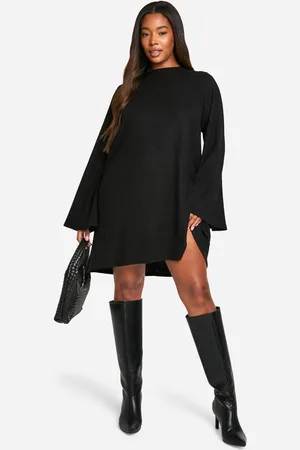 Boohoo Vestido Plus Holgado De Canalé Suave Con Atadura En La Espalda