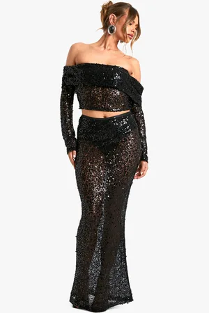 Boohoo Falda Maxi De Encaje Con Cuentas Y Lentejuelas