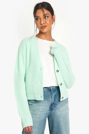 Boohoo Cárdigan Crop Básico Con Botones
