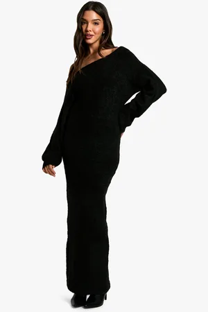 Boohoo Vestido Maxi De Punto Y Borreguito Con Escote Barco