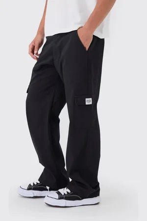 Boohoo Pantalón Holgado Cargo De Tela Con Cintura Fija Y Etiqueta