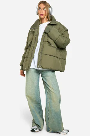 Boohoo Chaqueta Acolchada Oversize Con Cuello En Contraste