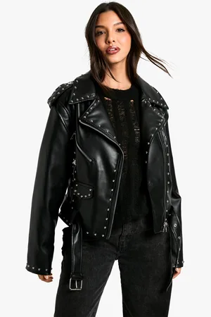 Boohoo Chaqueta Motera De Cuero Sintético Con Tachuelas