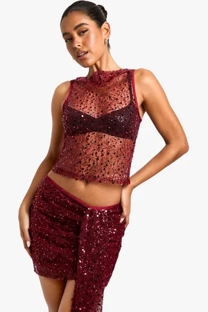 Boohoo Top Sin Mangas De Lentejuelas Estilo Nadador