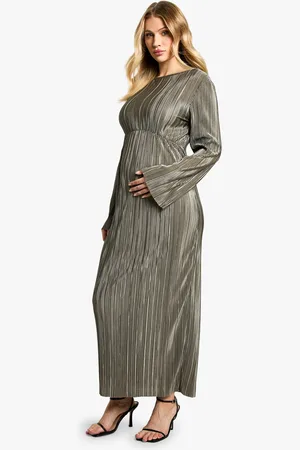 Boohoo Vestido Premamá Midaxi Plisado Con Manga De Murciélago