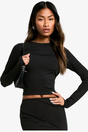 Boohoo Top Ceñido De Manga Larga Con Cuello De Caja