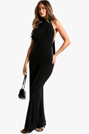 Boohoo Mono Largo Ceñido Con Escote Halter Y Pañuelo
