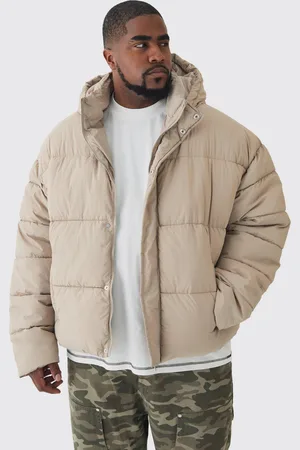 Boohoo Chaqueta Plus Acolchada Recta De Nailon Fruncida Color Arena