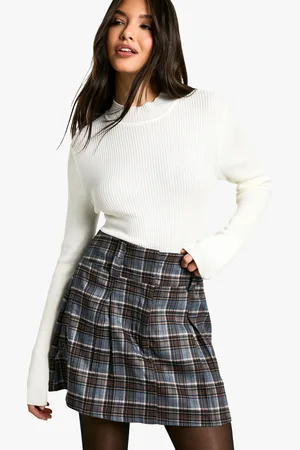 Boohoo Minifalda Plisada Con Estampado De Cuadros