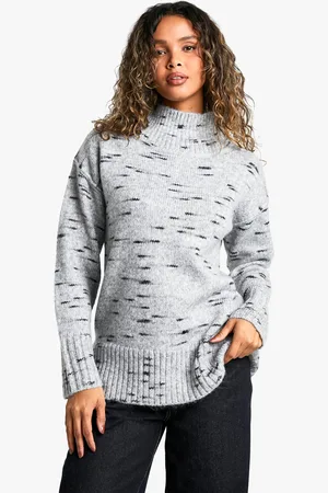 Boohoo Jersey Oversize De Punto Suave Jaspeado Con Cuello Alto