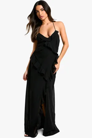 Boohoo Vestido Petite Maxi De Chifón Con Volante