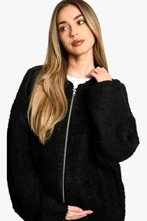 Boohoo Chaqueta Premamá Bomber Oversize De Punto Y Borreguito