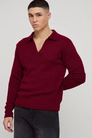 Boohoo Polo Regular De Punto Y Manga Larga Con Cuello De Pico
