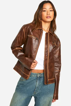 Boohoo Chaqueta Tall Vintage De Cuero Sintético Con Cremallera