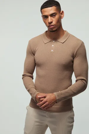 Boohoo Polo De Punto Y Canalé Ajustado Al Músculo Con Botones En El Cuello