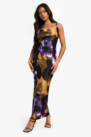 Boohoo Vestido Maxi De Tirantes Plisado Con Estampado De Flores