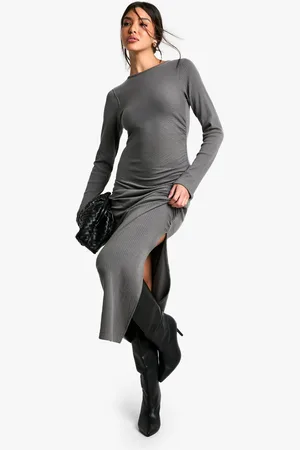 Boohoo Vestido Midaxi De Canalé Fruncido