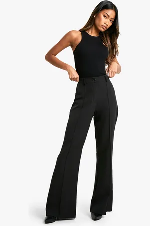 Boohoo Pantalón De Campana De Tela Con Detalle De Costuras