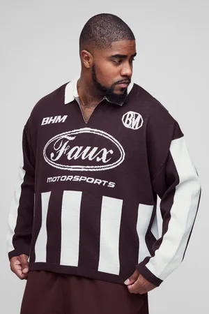 Boohoo Polo Plus Oversize Recto De Manga Larga Y Punto Con Estampado De Fútbol