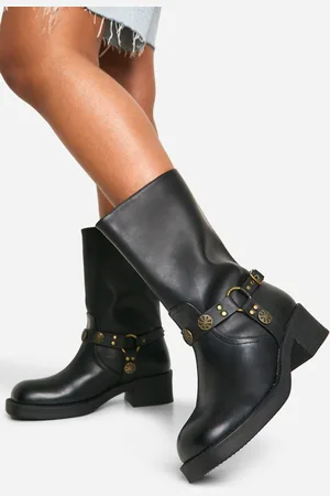 Boohoo Botas Estilo Western De Holgura Ancha Con Hebilla