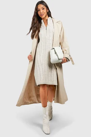Boohoo Vestido Jersey De Punto En Ochos Con Cremallera A La Mitad