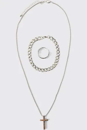 Boohoo Set De Regalo De Collar, Anillo Y Pulsera En Plata