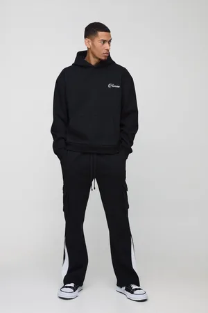 Boohoo Chándal Oversize Recto Con Capucha Y Pantalón Deportivo Con Refuerzos Y Bajo Sin Acabar