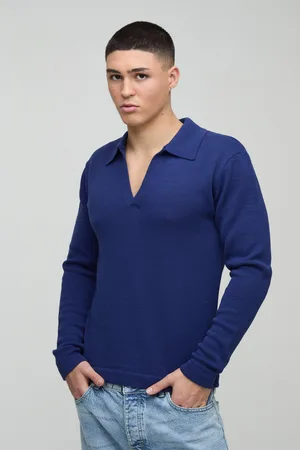 Boohoo Polo Regular De Punto Y Manga Larga Con Cuello De Pico