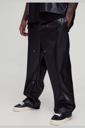 Boohoo Pantalón Plus Holgado Estilo Obrero Con Panel De Cuero Sintético Y Cintura Fija