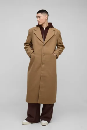 Boohoo Abrigo Oversize Tostado Con Capa De Tela Jersey Falsa Con Capucha