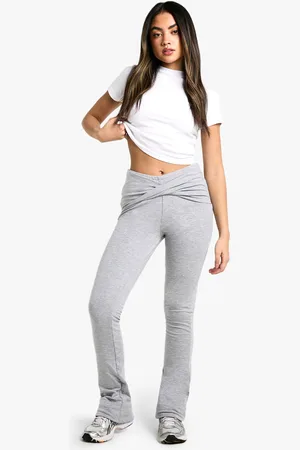 Boohoo Pantalón De Campana De Tela Jersey Y Tela Doble Con Nudo
