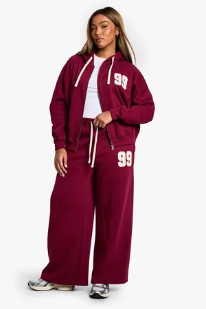 Boohoo Pantalón Deportivo Plus De Pernera Recta Con Aplique Y Cordón Elástico En Contraste
