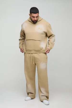 Boohoo Chándal Plus Oversize Recto Official Desgastado Con Aplique Y Lavado A La Piedra Con Capucha