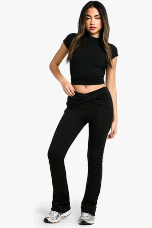 Boohoo Pantalón De Campana De Tela Jersey Y Tela Doble Con Nudo
