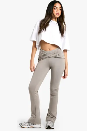 Boohoo Pantalón De Campana De Tela Jersey Y Tela Doble Con Nudo
