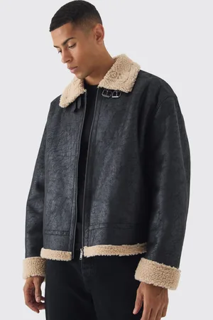Boohoo Chaqueta De Aviador Súper Oversize De Ante Sintético Negra