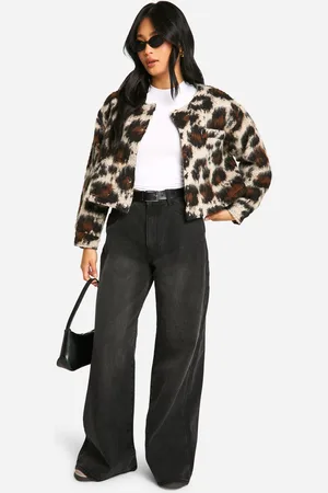 Boohoo Chaqueta Bomber Petite Efecto Lana Con Estampado De Leopardo