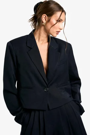 Boohoo Americana Crop Recta De Tela Con Hombreras