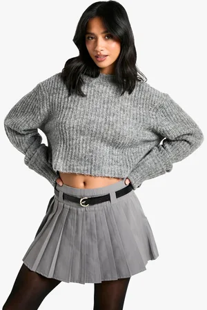 Boohoo Minifalda Petite Plisada De Tela Con Cinturón