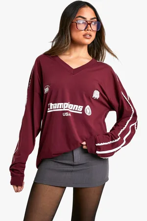Boohoo Top De Fútbol Con Escote De Pico Y Eslogan Champions
