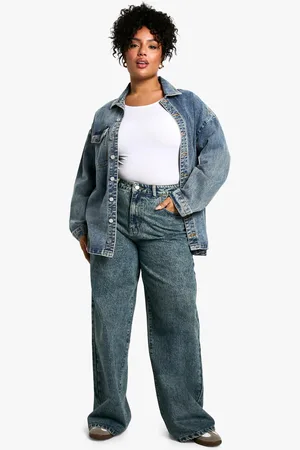 Boohoo Vaqueros Plus Básicos De Tiro Alto Y Pernera Ancha