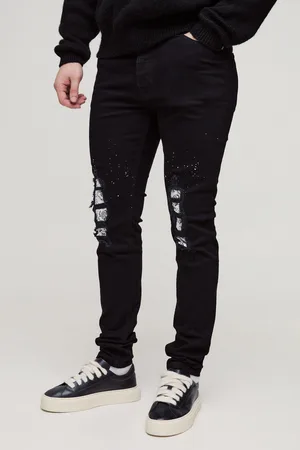 Boohoo Vaqueros Tall Pitillo Con Estampado Bandana Y Desgarros Cosidos