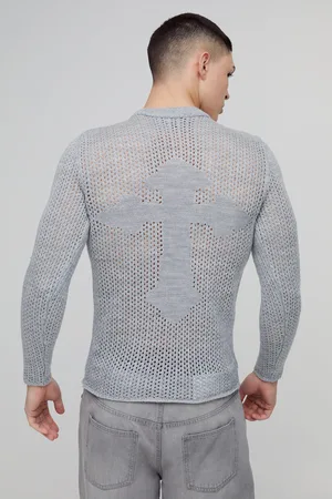 Boohoo Camiseta De Manga Larga Ajustada Al Músculo Con Estampado Gráfico De Punto Calado