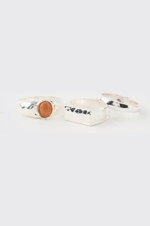 Boohoo Pack De 3 Anillos Plateados