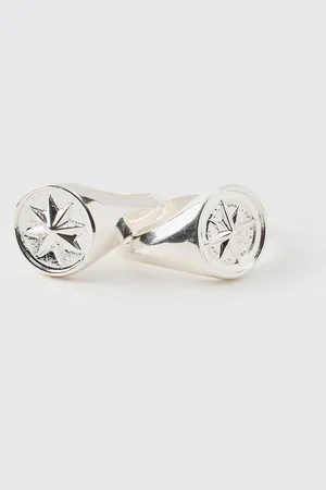 Boohoo Pack De 2 Anillos Plateados Con Brújula